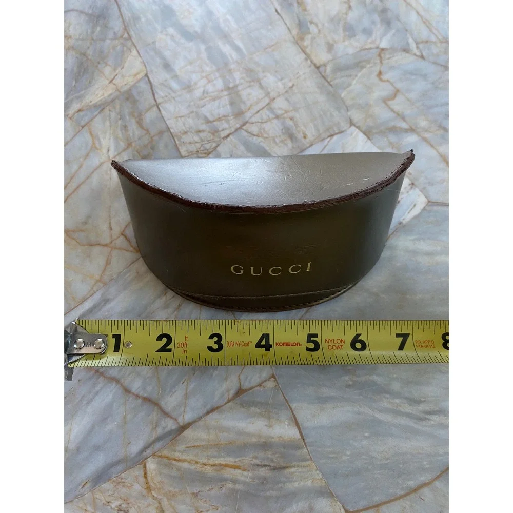 Gucci Hard Shell Sunglasses Case Olive Green Metallic GG Monogram Interior
